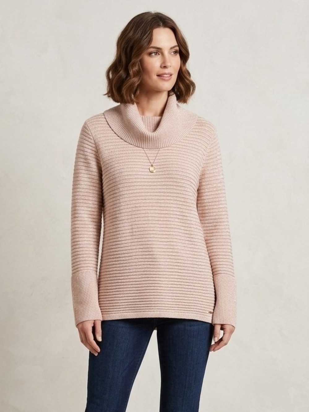 Calvin Klein Ribbed Cowl Neck Sweater - Blush
